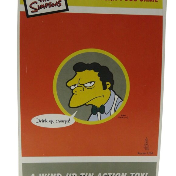 VINTAGE SIMPSONS Moe's Tavern Pool Game Tin Toy 2002 Collectible Wind-Up Action - Picture 13 of 13
